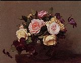 Henri Fantin-Latour Roses and Clematis painting
